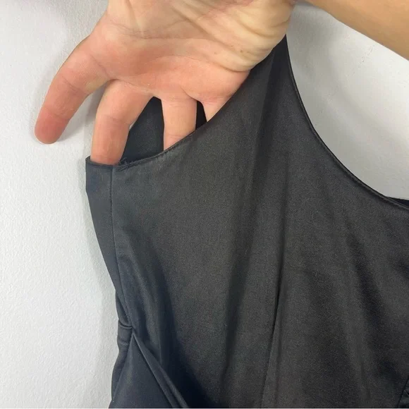 Y2K Tweeze Size 7 Black Satin Empire Waist Square Neck Dress TT1 - Picture 6 of 7